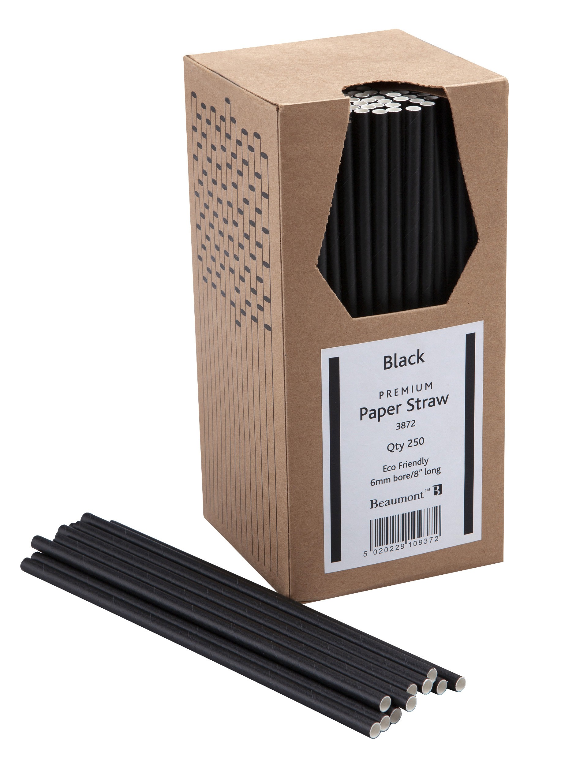 8" Paper Straw - Pack of 250 (Black)