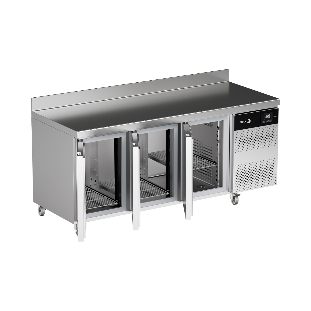 ACN-3G Advance 3 door counter freezer with splashback open door