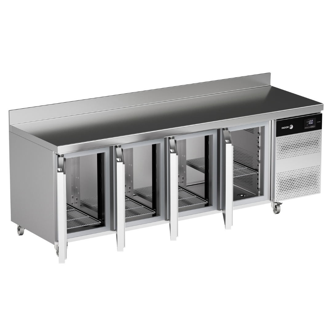 ACN-4G Advance 4 door counter freezer with splashback open door