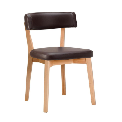 602-968 Nico Side Dark Brown Faux Side Chair with Light Beech Frame