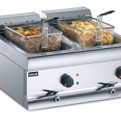 DF66 Lincat Silverlink 600 Electric Counter-top Twin Tank Fryer - 2 Baskets - W 600 mm - 2 x 3.0 kW