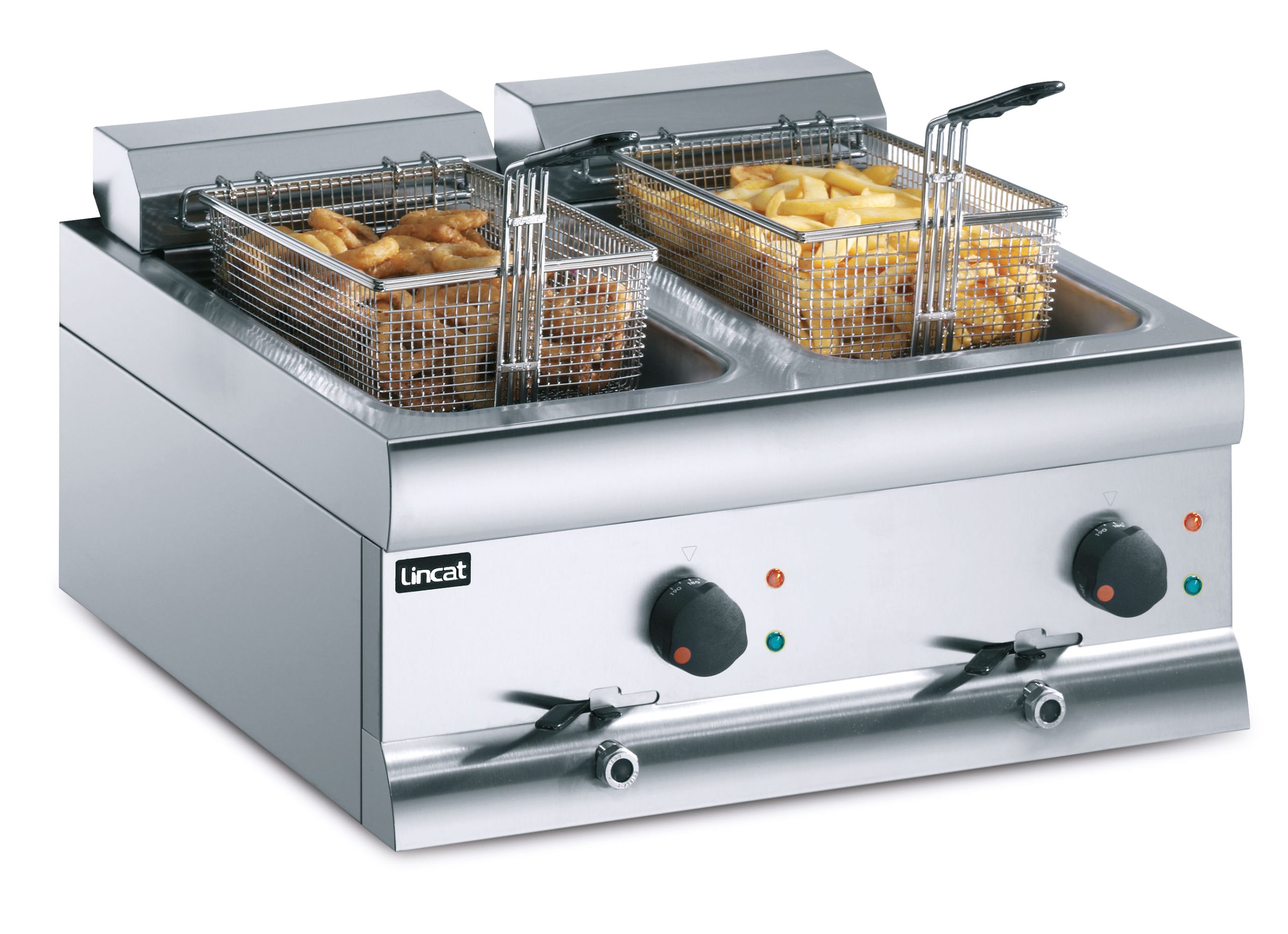 DF66 Lincat Silverlink 600 Electric Counter-top Twin Tank Fryer - 2 Baskets - W 600 mm - 2 x 3.0 kW