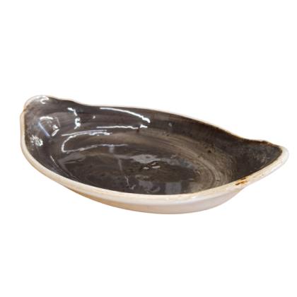 11540319 Craft Grey Oval No2 Eared Dish