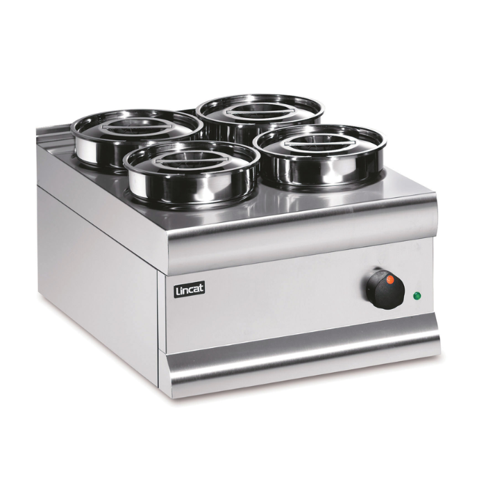 BS4 - Silverlink Electric Counter-top Bain Marie – Dry Heat – Round Pots – Base + 4 Pots – W 450 mm – 0.75 kW