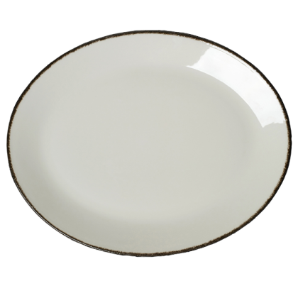 17560145 Charcoal Dapple Oval Coupe Plate 34.25cm 13 1_2in